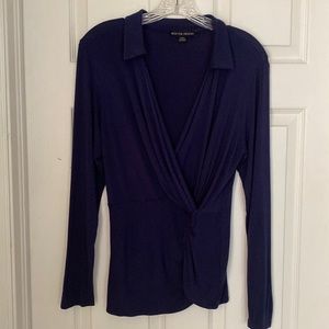Boston Proper twist front faux wrap top